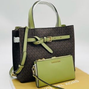 Michael Kors Large Emilia Stachel Crossbody Bag & Double Zip Wallet Wristlet